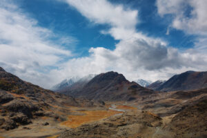 Landscape of beatiful mountains and wild valley